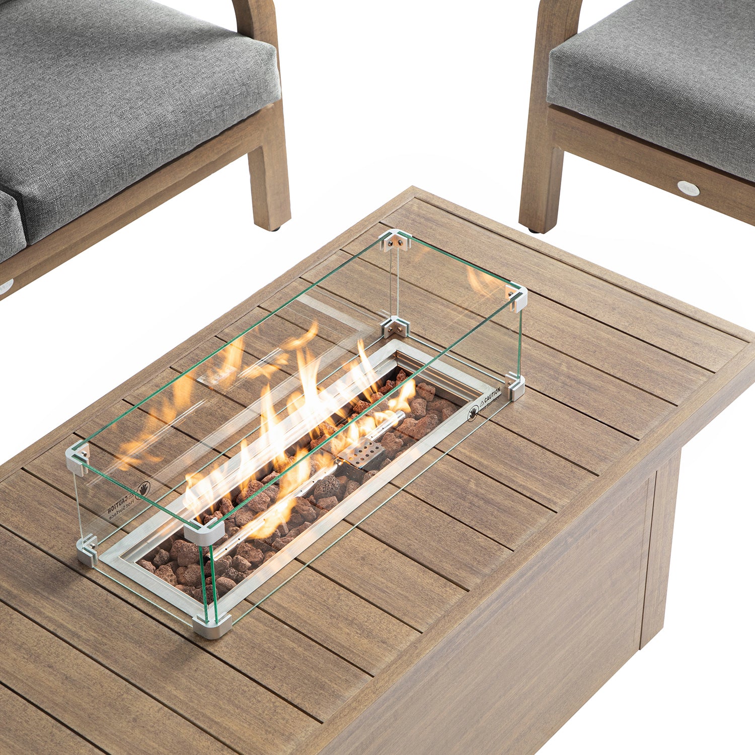 Manresa Rope 5-Seater Firepit Sofa Set, Natural and Grey