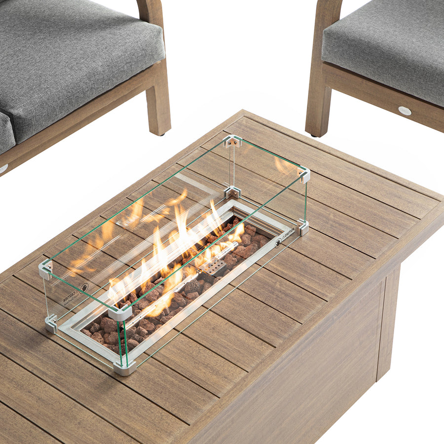Manresa Rope 5 - Seater Firepit Sofa Set, Natural and Grey - daals