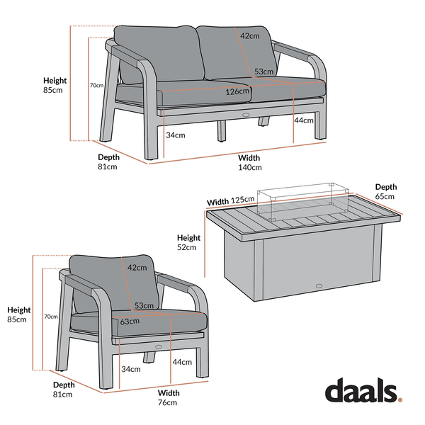 Manresa Rope 5-Seater Firepit Sofa Set, Taupe and Beige