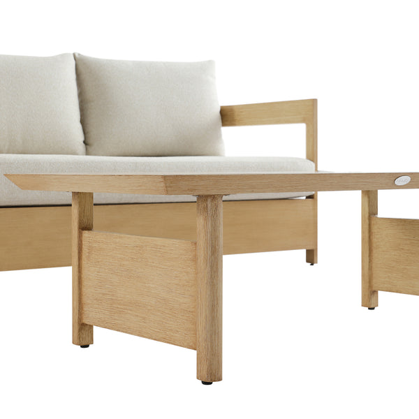 Stanford Outdoor 5-Seater Sofa Set, Natural with Beige Boucle Fabric