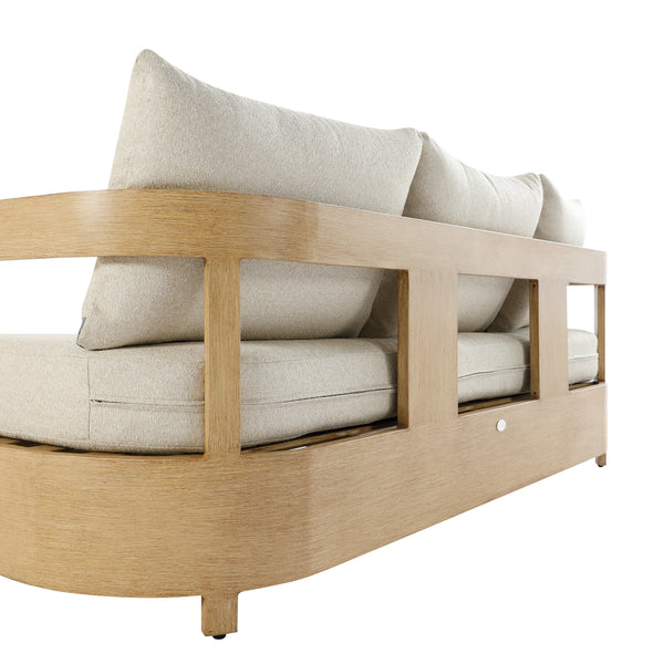 Stanford Outdoor 5-Seater Sofa Set, Natural with Beige Boucle Fabric