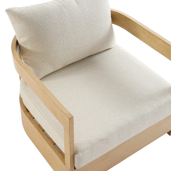 Stanford Outdoor 5-Seater Sofa Set, Natural with Beige Boucle Fabric