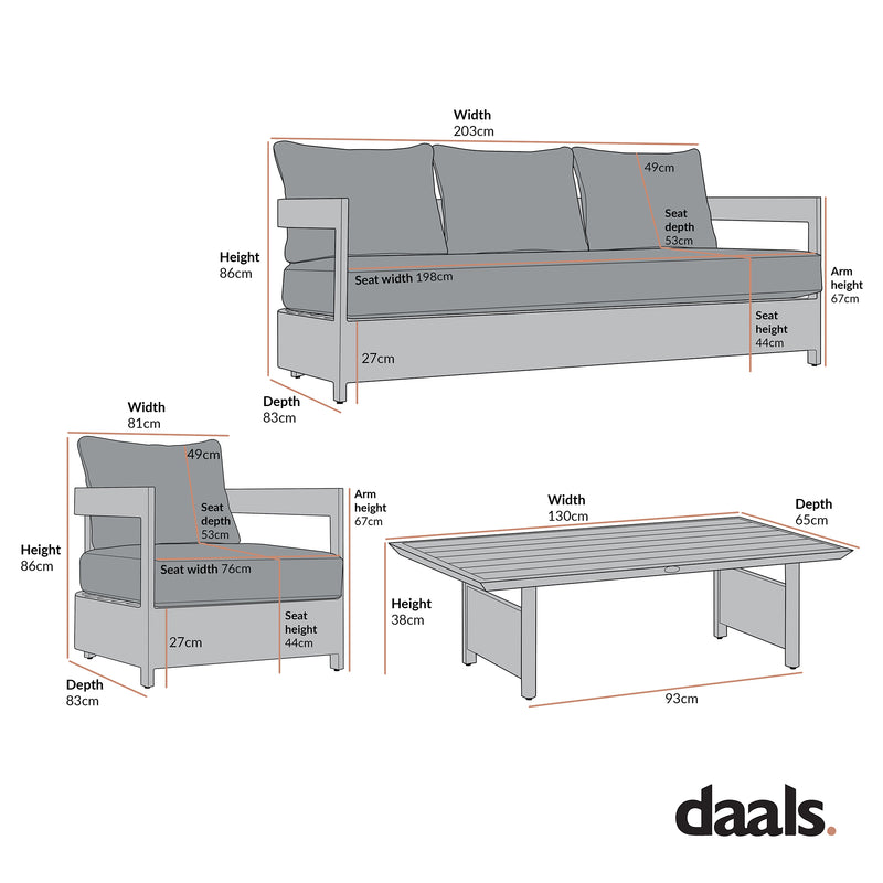 Stanford Outdoor 5-Seater Sofa Set, Taupe with Light Taupe Fabric