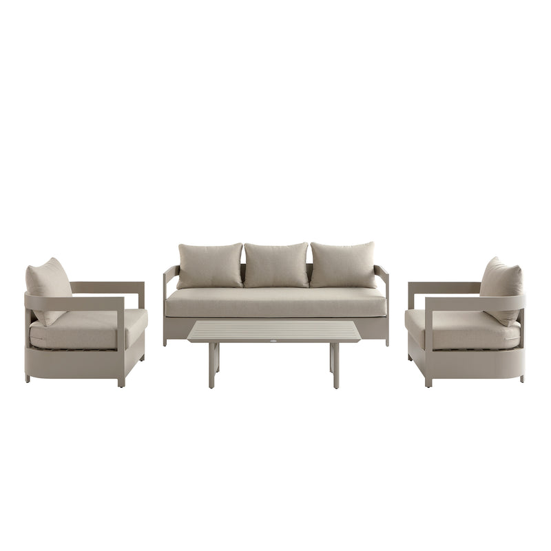 Stanford Outdoor 5-Seater Sofa Set, Taupe with Light Taupe Fabric
