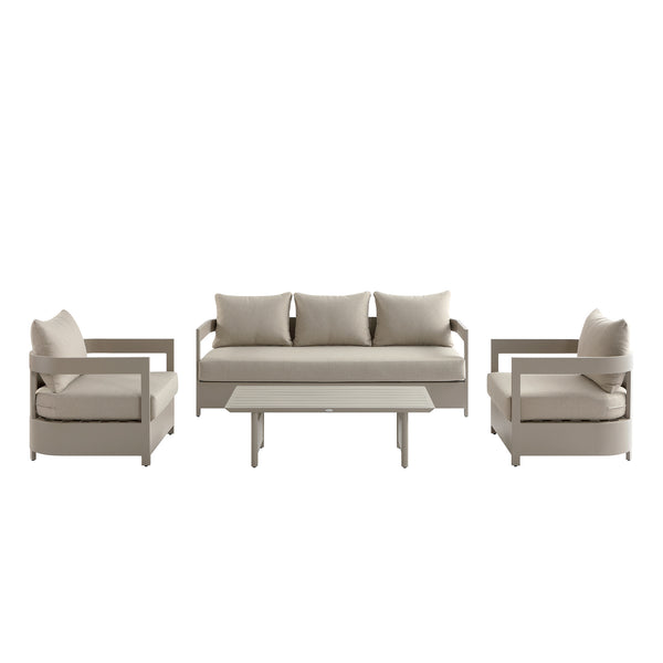 Stanford Outdoor 5 - Seater Sofa Set, Taupe with Light Taupe Fabric - daals