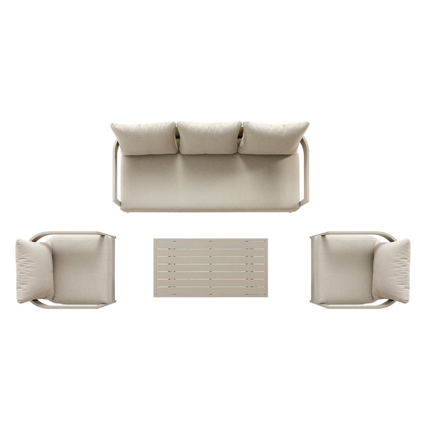 Stanford Outdoor 5-Seater Sofa Set, Taupe with Light Taupe Fabric