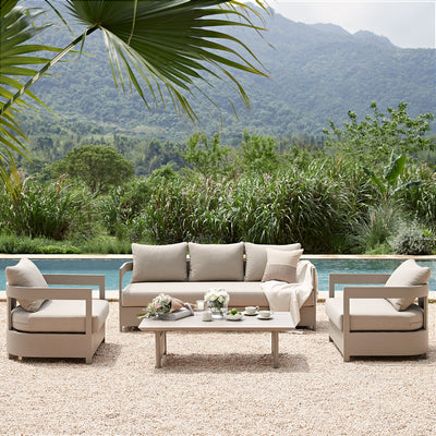 Stanford Outdoor 5-Seater Sofa Set, Taupe with Light Taupe Fabric