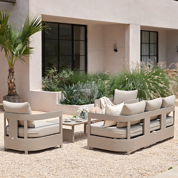 Stanford Outdoor 5 - Seater Sofa Set, Taupe with Light Taupe Fabric - daals