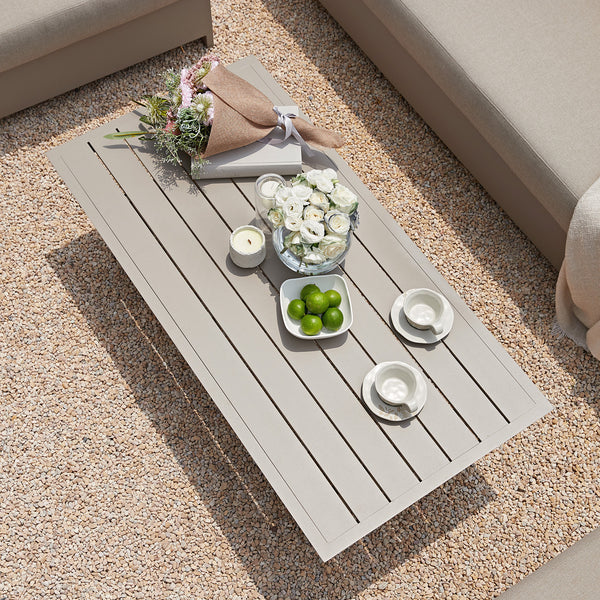 Stanford Outdoor 5 - Seater Sofa Set, Taupe with Light Taupe Fabric - daals