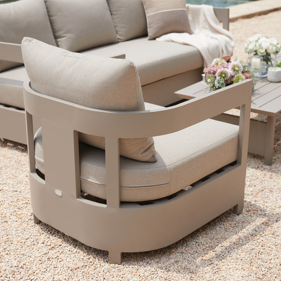 Stanford Outdoor 5-Seater Sofa Set, Taupe with Light Taupe Fabric