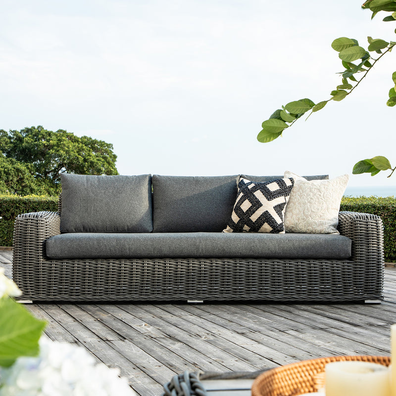 Bellagio Round Wicker Sofa Set with Coffee Table, Dark Grey