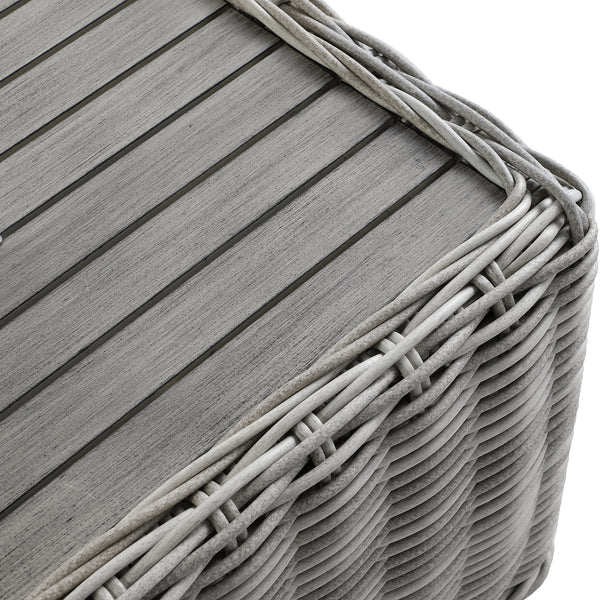 Bellagio Round Wicker Sofa Set with Coffee Table, Light Grey with Taupe Stripes