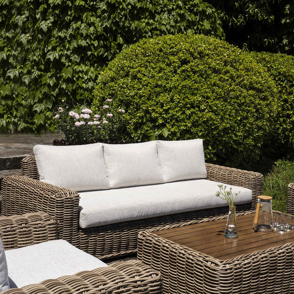 Bellagio Round Wicker Sofa Set with Coffee Table, Natural