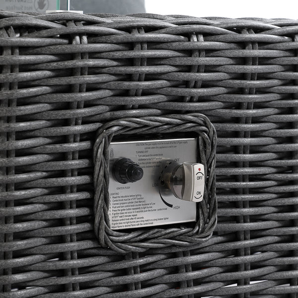 Bellagio Round Wicker Sofa Set with Firepit Coffee Table, Dark Grey