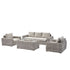Bellagio Round Wicker Sofa Set with Firepit Coffee Table, Light Grey - daals