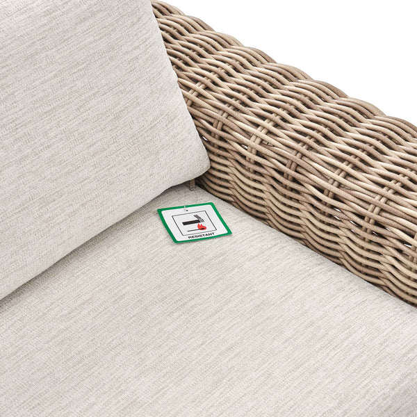 Bellagio Round Wicker Sofa Set with Firepit Coffee Table, Natural