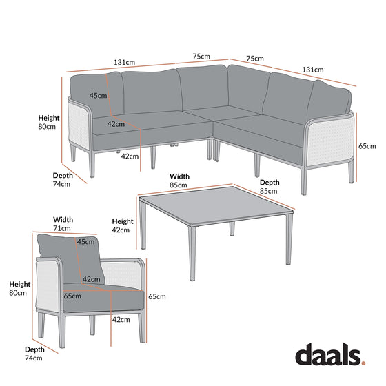 Pienza Outdoor Rattan Corner Sofa Set, Sage Green Fabric with Light Walnut Frame