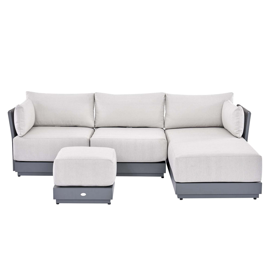 Pedra Rope and Aluminium Outdoor Chaise Sofa Set, Grey