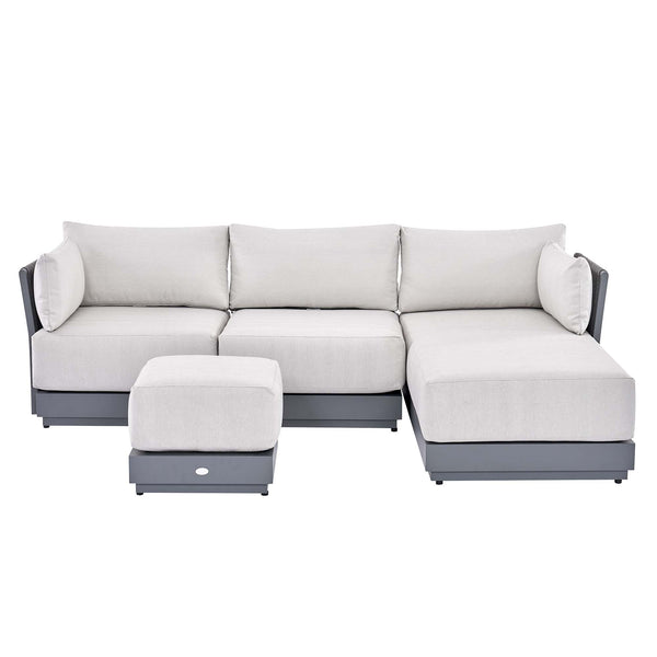 Pedra Rope and Aluminium Outdoor Chaise Sofa Set, Grey