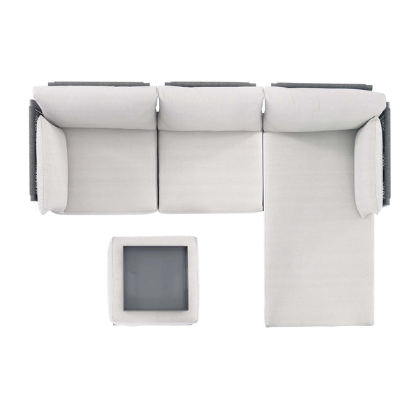 Pedra Rope and Aluminium Outdoor Chaise Sofa Set, Grey