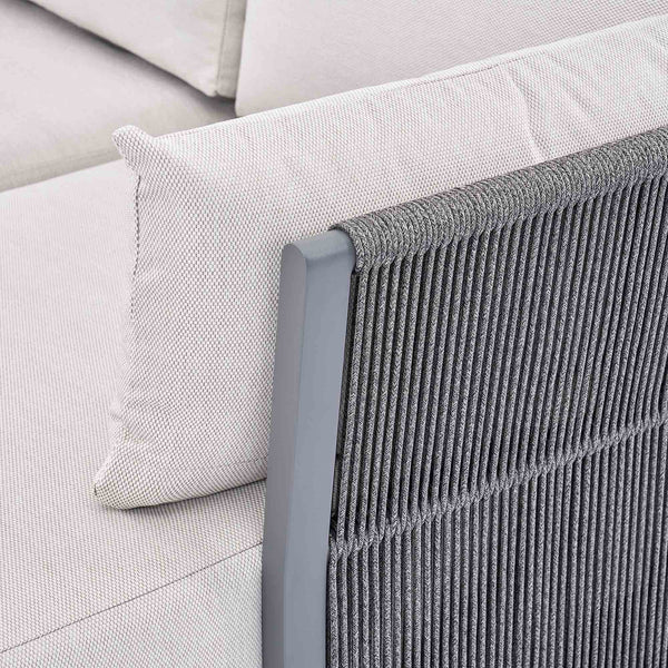 Pedra Rope and Aluminium Outdoor Chaise Sofa Set, Grey
