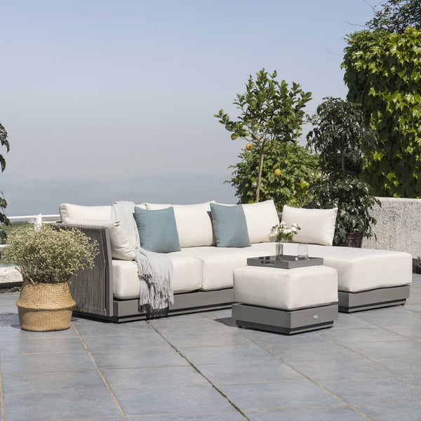 Pedra Rope and Aluminium Outdoor Chaise Sofa Set, Grey