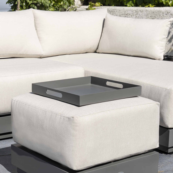 Pedra Rope and Aluminium Outdoor Chaise Sofa Set, Grey