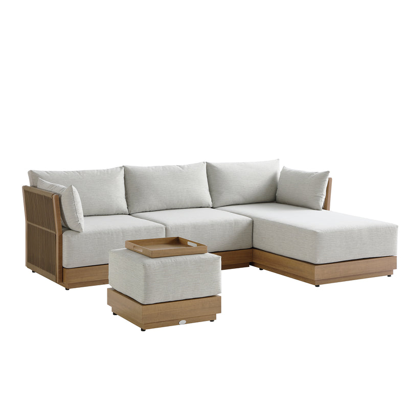 Pedra Rope and Aluminium Outdoor Chaise Sofa Set, Natural