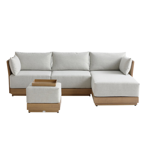 Pedra Rope and Aluminium Outdoor Chaise Sofa Set, Natural