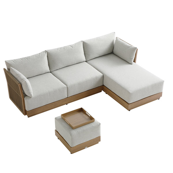 Pedra Rope and Aluminium Outdoor Chaise Sofa Set, Natural