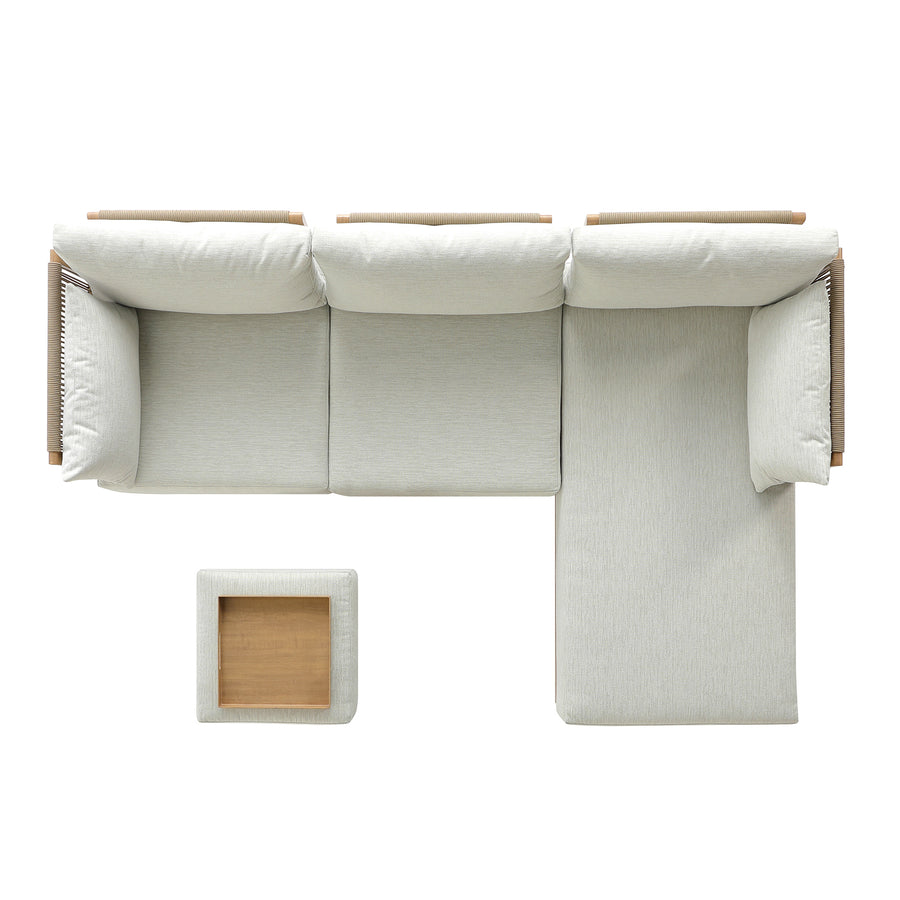 Pedra Rope and Aluminium Outdoor Chaise Sofa Set, Natural