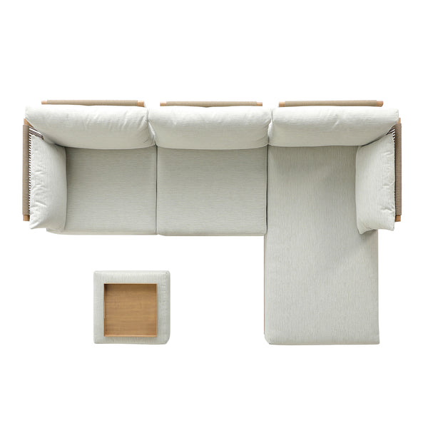 Pedra Rope and Aluminium Outdoor Chaise Sofa Set, Natural