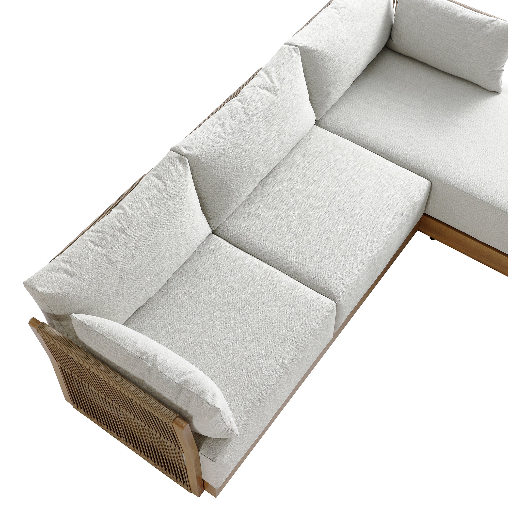 Pedra Rope and Aluminium Outdoor Chaise Sofa Set, Natural | daals