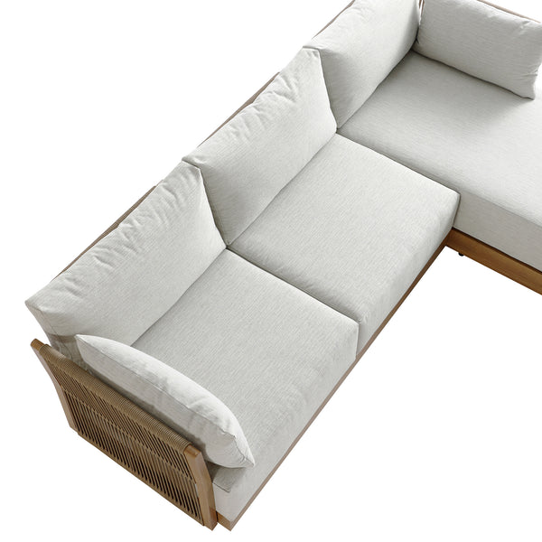 Pedra Rope and Aluminium Outdoor Chaise Sofa Set, Natural