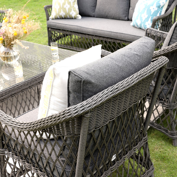 Willowbrook Lattice Weave Rattan 7-Seater Large Sofa Set, Dark Grey
