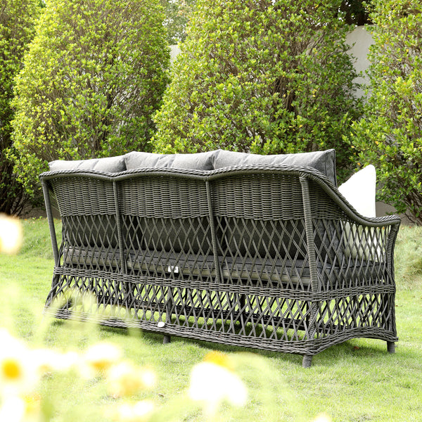 Willowbrook Lattice Weave Rattan 7-Seater Large Sofa Set, Dark Grey