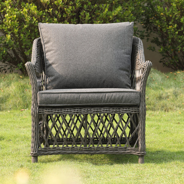 Willowbrook Lattice Weave Rattan 7-Seater Large Sofa Set, Dark Grey