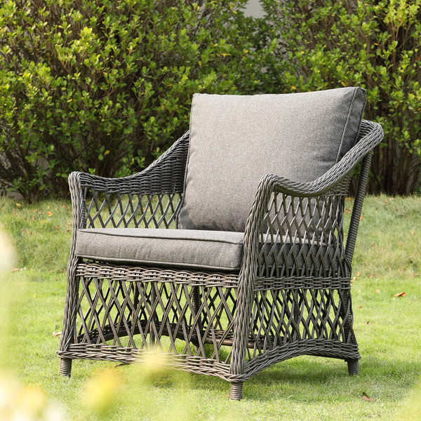 Willowbrook Lattice Weave Rattan 7-Seater Large Sofa Set, Dark Grey
