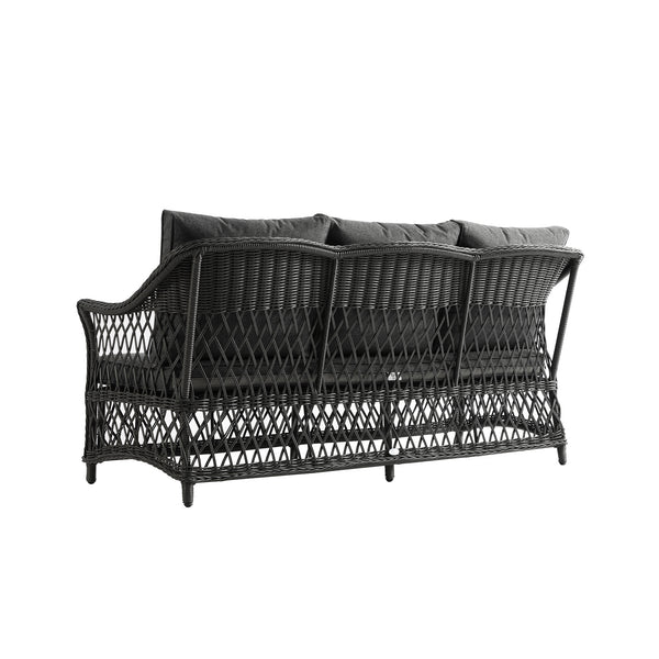 Willowbrook Lattice Weave Rattan 5-Seater Sofa Set with Rising Table, Dark Grey