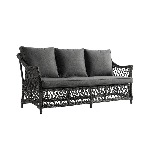 Willowbrook Lattice Weave Rattan 5-Seater Sofa Set with Rising Table, Dark Grey