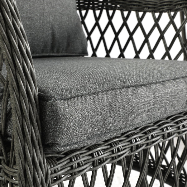 Willowbrook Lattice Weave Rattan 5-Seater Sofa Set with Rising Table, Dark Grey