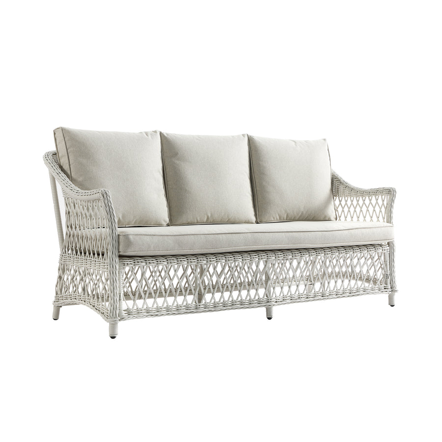 Willowbrook Lattice Weave Rattan 5 - Seater Sofa Set with Rising Table, White - daals
