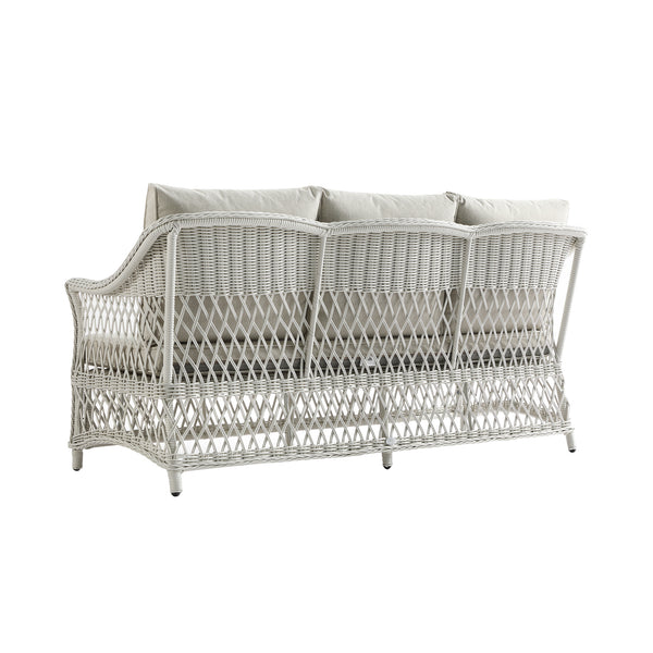 Willowbrook Lattice Weave Rattan 5-Seater Sofa Set with Rising Table, White