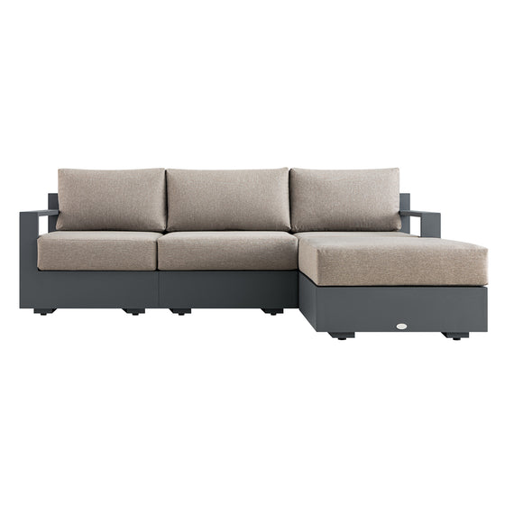Jardin Aluminium Outdoor Modular Large 4-Piece Chaise Sofa Set, Granite
