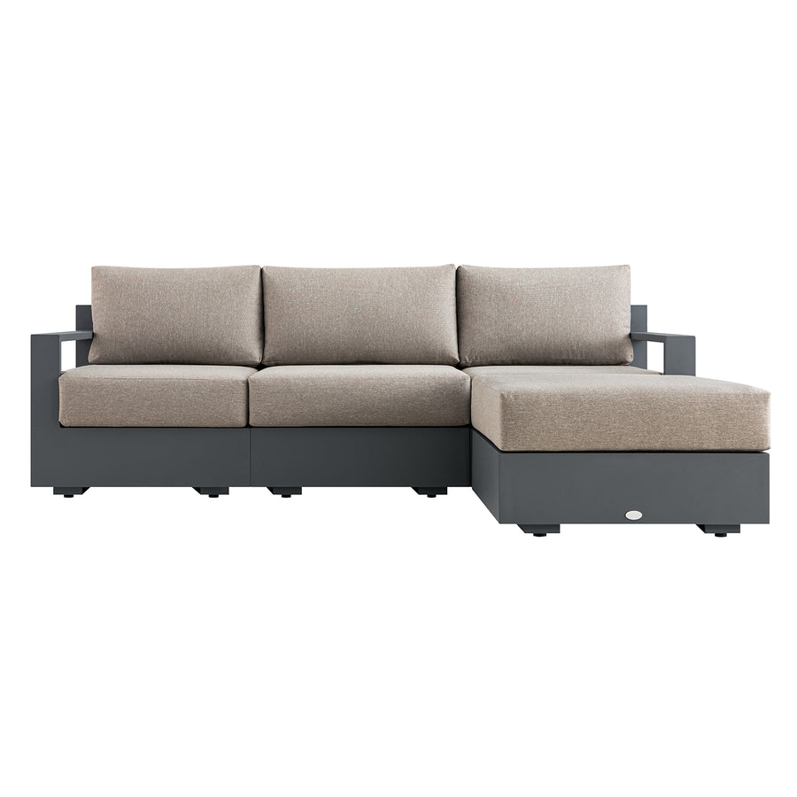 Jardin Aluminium Outdoor Modular Large 3-Seater Chaise Sofa Set, Granite