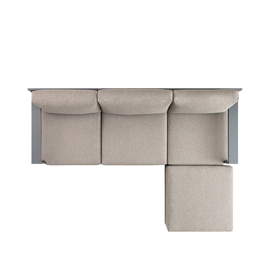 Jardin Aluminium Outdoor Modular Large 3-Seater Chaise Sofa Set, Granite
