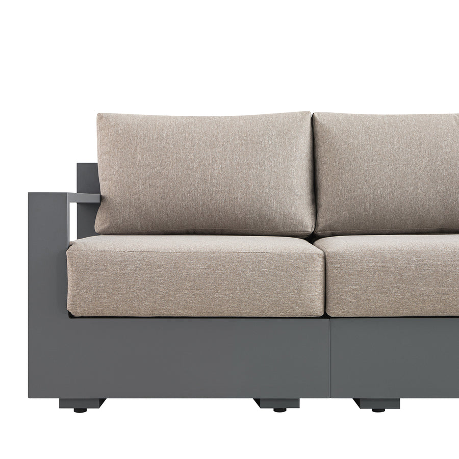 Jardin Aluminium Outdoor Modular Large 3-Seater Chaise Sofa Set, Granite