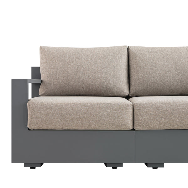Jardin Aluminium Outdoor Modular Large 3-Seater Chaise Sofa Set, Granite - daals