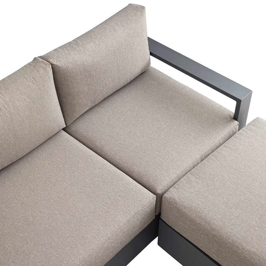 Jardin Aluminium Outdoor Modular Large 3-Seater Chaise Sofa Set, Granite