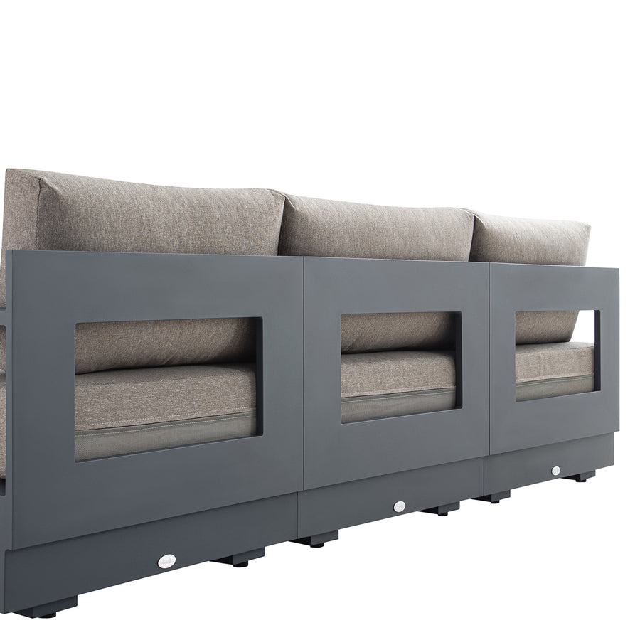 Jardin Aluminium Outdoor Modular Large 3-Seater Chaise Sofa Set, Granite